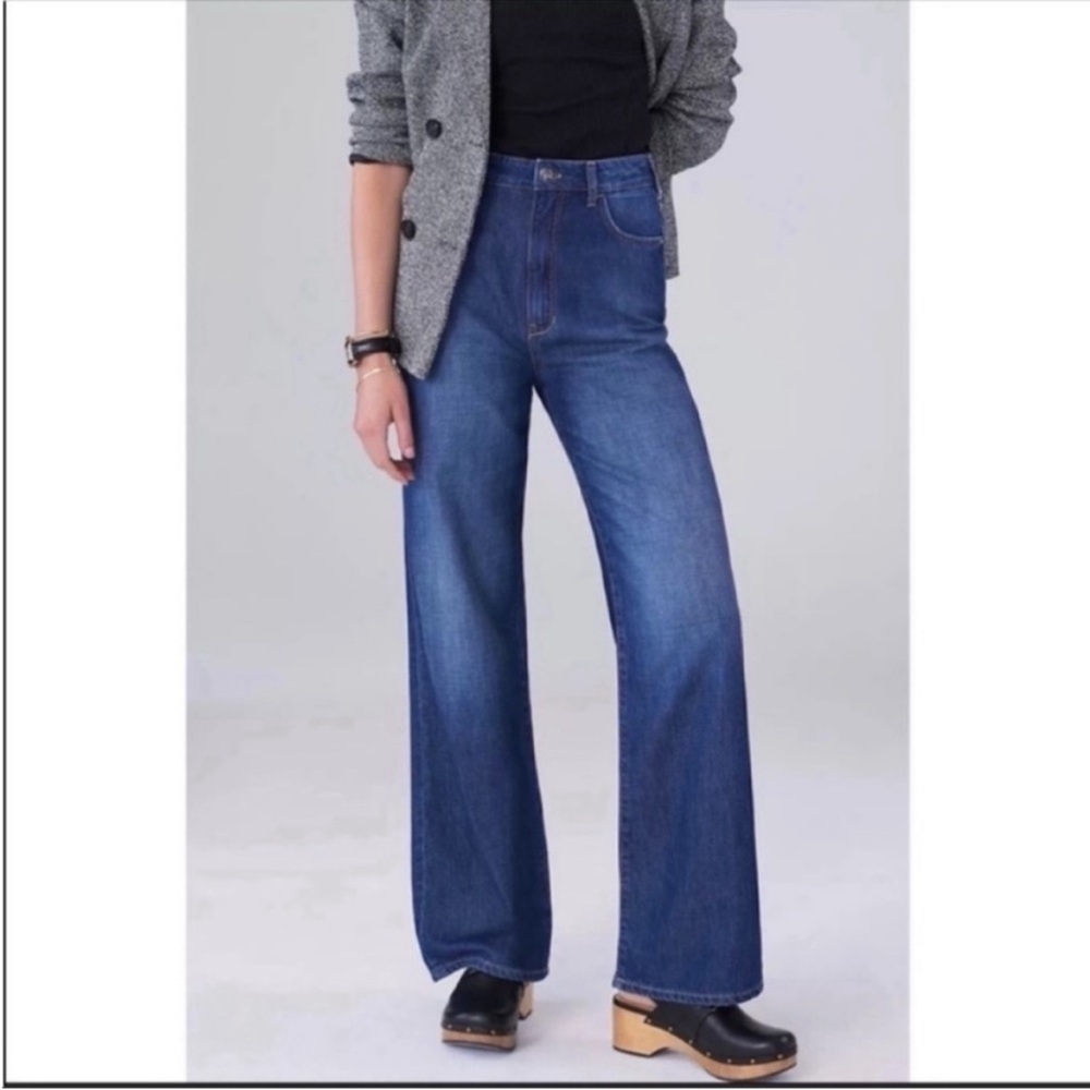 Anthropologie Pilcro Annie Wide Leg Jeans 29 Tall Blue High Rise Organic Cotton - Picture 4 of 8